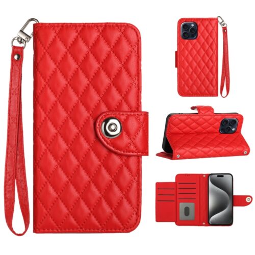 Rhombic Texture Flip Leather Phone Case with Lanyard, For iPhone 14 Pro Max, For iPhone SE 2022 / 2020 / 8 / 7, For iPhone 13 Pro Max, For iPhone 13 Pro, For iPhone 13, For iPhone 12 / 12 Pro, For iPhone 12 Pro Max, For iPhone 11 Pro Max