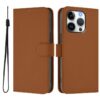 Skin Feel Solid Color Leather Phone Case with Lanyard, For iPhone 16 Pro, For iPhone 16 Plus