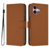 Skin Feel Solid Color Leather Phone Case with Lanyard, For iPhone 16, For iPhone 15 Pro Max