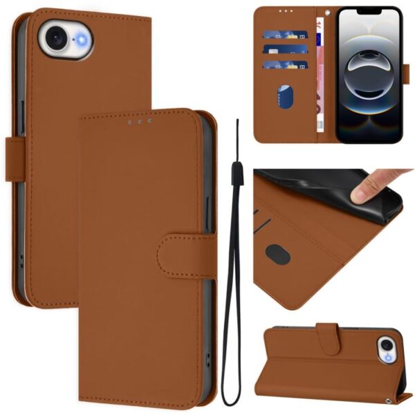 Skin Feel Solid Color Leather Phone Case with Lanyard, iPhone 16e, For iPhone 16 Pro Max