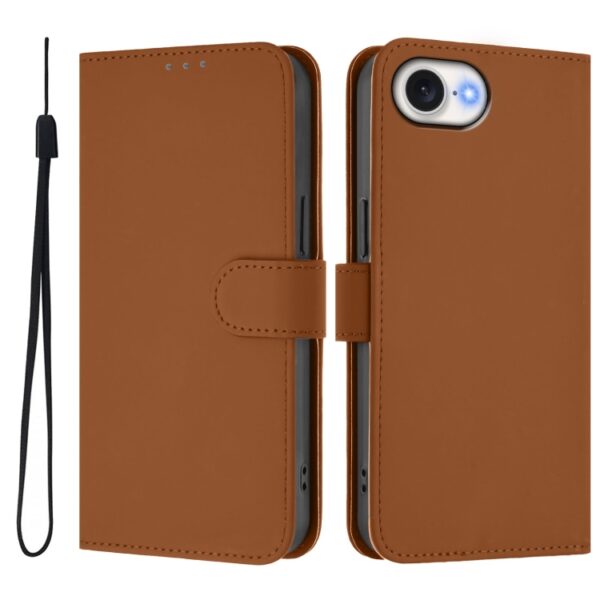 Skin Feel Solid Color Leather Phone Case with Lanyard, iPhone 16e, For iPhone 16 Pro Max