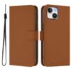 Skin Feel Solid Color Leather Phone Case with Lanyard, For iPhone 15, For iPhone 14 Plus