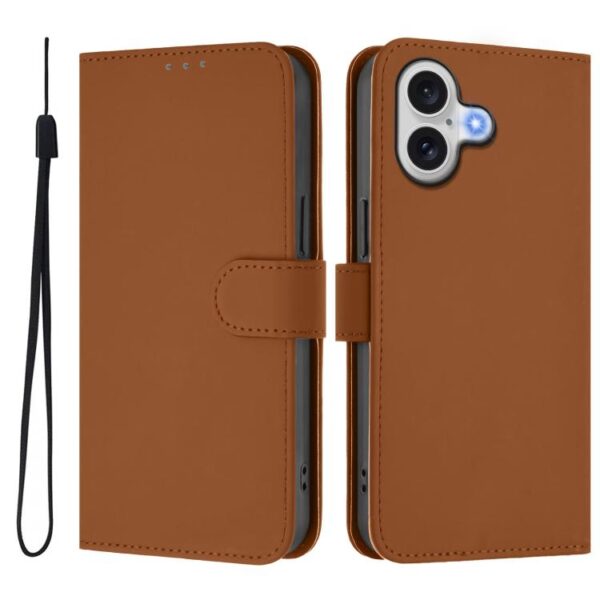 Skin Feel Solid Color Leather Phone Case with Lanyard, For iPhone 17, For iPhone Air