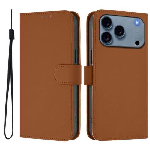 Skin Feel Solid Color Leather Phone Case with Lanyard, For iPhone 17 Pro Max, For iPhone 17 Pro