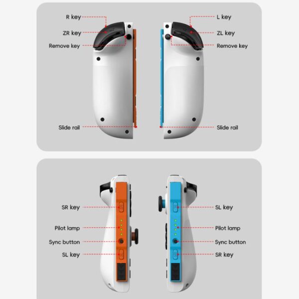 For Nintendo Switch JOY-05 Split Controllers TMR Hall Effect Joysticks, 6-Axis Motion & RGB Lighting