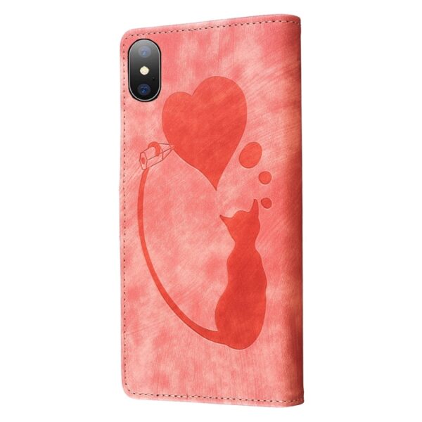Pen Heart Cat Embossed Leather Phone Case, For iPhone X / XS, For iPhone XR, For iPhone XS Max, For iPhone 7 Plus / 8 Plus