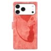 Pen Heart Cat Embossed Leather Phone Case, For iPhone 17 Pro Max, For iPhone 17 Pro, For iPhone 17, For iPhone Air, For iPhone 15 Pro Max, For iPhone 15 Pro, For iPhone 15 Plus, For iPhone 15