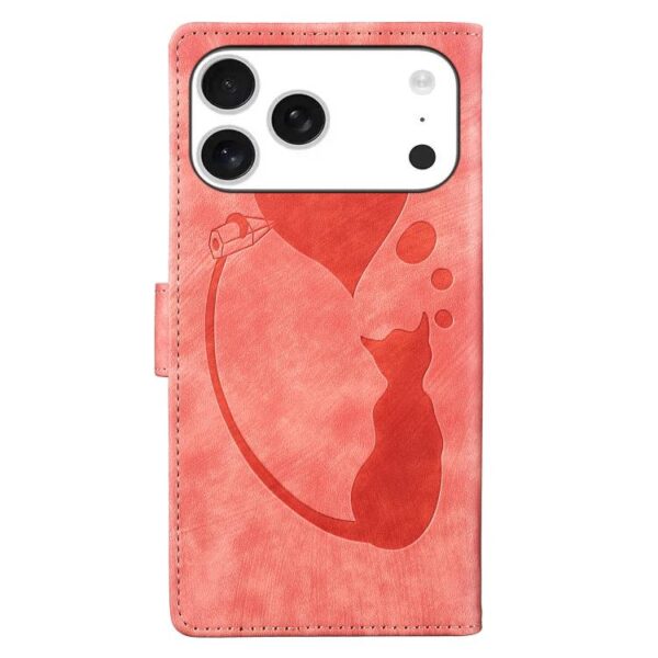 Pen Heart Cat Embossed Leather Phone Case, For iPhone 17 Pro Max, For iPhone 17 Pro, For iPhone 17, For iPhone Air, For iPhone 15 Pro Max, For iPhone 15 Pro, For iPhone 15 Plus, For iPhone 15