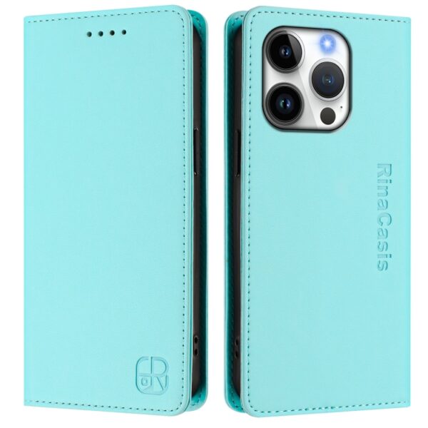 RC01 Dual-Folded Magnetic Suction RFID Leather Phone Case, For iPhone 16 Pro, For iPhone 16 Plus, For iPhone 16, For iPhone 15 Pro Max, For iPhone 15 Pro, For iPhone 15 Plus