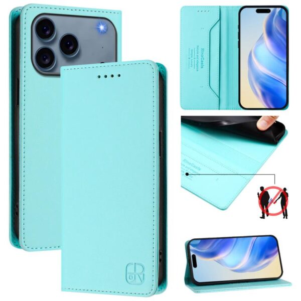 RC01 Dual-Folded Magnetic Suction RFID Leather Phone Case, For iPhone 17 Pro Max, For iPhone 17 Pro, For iPhone 17, For iPhone Air, For iPhone 16e, For iPhone 16 Pro Max