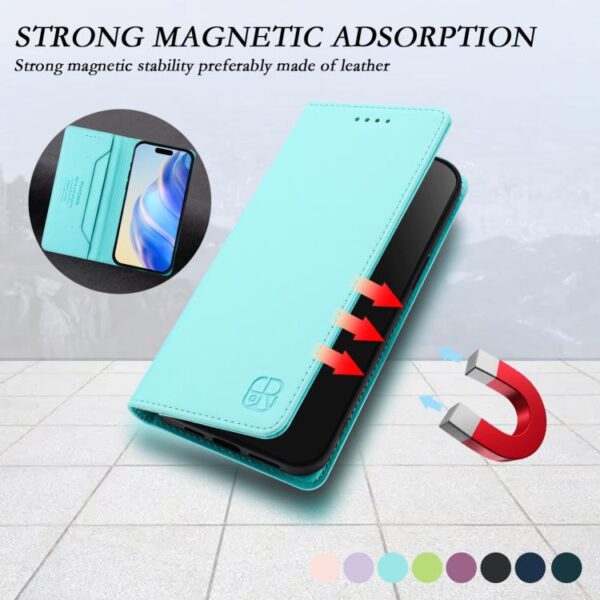 RC01 Dual-Folded Magnetic Suction RFID Leather Phone Case, For iPhone 17 Pro Max, For iPhone 17 Pro, For iPhone 17, For iPhone Air, For iPhone 16e, For iPhone 16 Pro Max