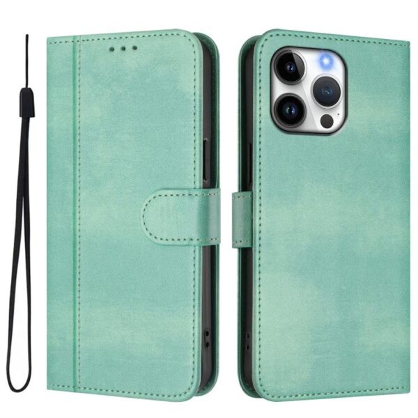 Line Splicing Buckle Retro Leather Phone Case, For iPhone 16 Pro, For iPhone 16 Plus, For iPhone 16, For iPhone 15 Pro Max, For iPhone 15 Pro, For iPhone 15 Plus