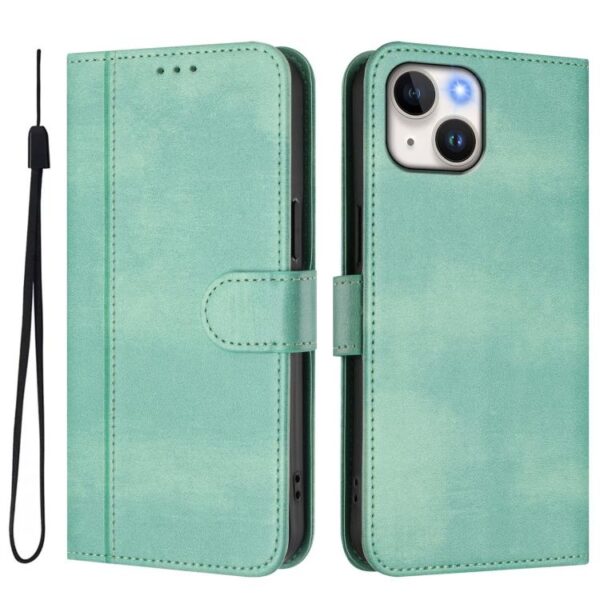 Line Splicing Buckle Retro Leather Phone Case, For iPhone 15, For iPhone 14 Plus, For iPhone 14 / 13, For iPhone 14 Pro, For iPhone 14 Pro Max, For iPhone 7 / 8 / SE 2022